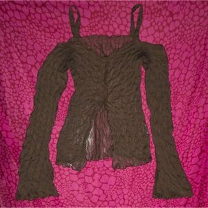 SHEIN Brown Textured Blouse